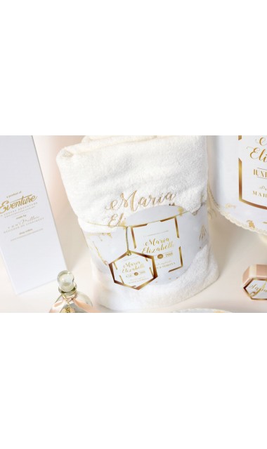 Trusou botez pentru fete in alb si gold, elegant si modern, White and gold 11